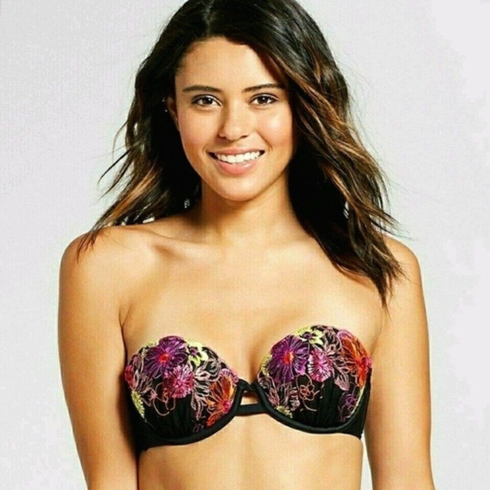 Xhilaration Embroidered Bandeau Bikini Top